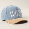 Wifey Two - Tone Denim Corduroy Trucker Hat - Blush & Cactus