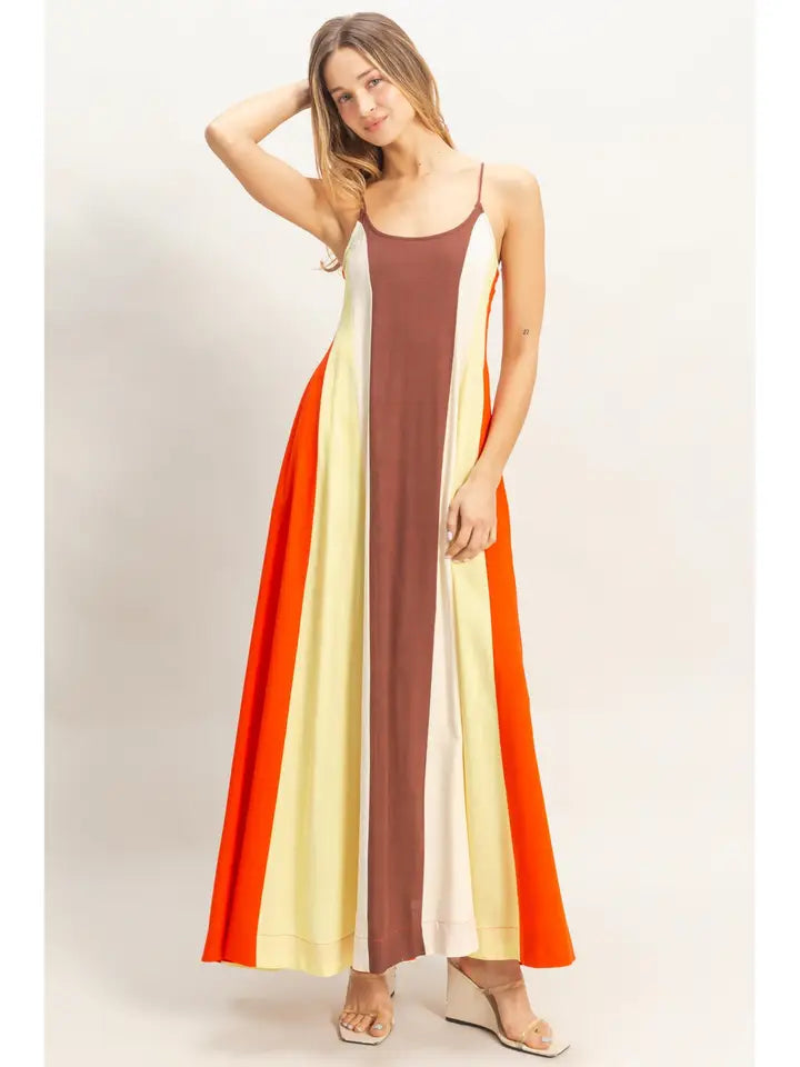 Strappy Colorblock Maxi Dress