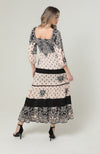 Angie Smocked Bodice Lace Trim Long Sleeve Maxi Dress