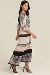 Angie Smocked Bodice Lace Trim Long Sleeve Maxi Dress