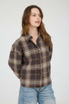 Blu Pepper Plaid Button Down Collared Boxy Long Sleeve Shirt