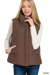 High Neck Puffer Vest - Blush & Cactus