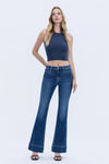 Flying Monkey High Rise Welt Pocketed Trouser Hem Flare Jeans