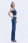 Flying Monkey High Rise Welt Pocketed Trouser Hem Flare Jeans