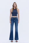 Flying Monkey High Rise Welt Pocketed Trouser Hem Flare Jeans