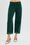 Risen High Rise Crop Barrel Cordurory Pants