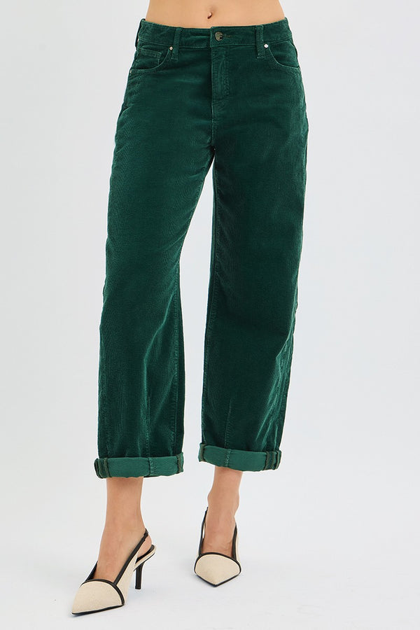 Risen High Rise Crop Barrel Cordurory Pants