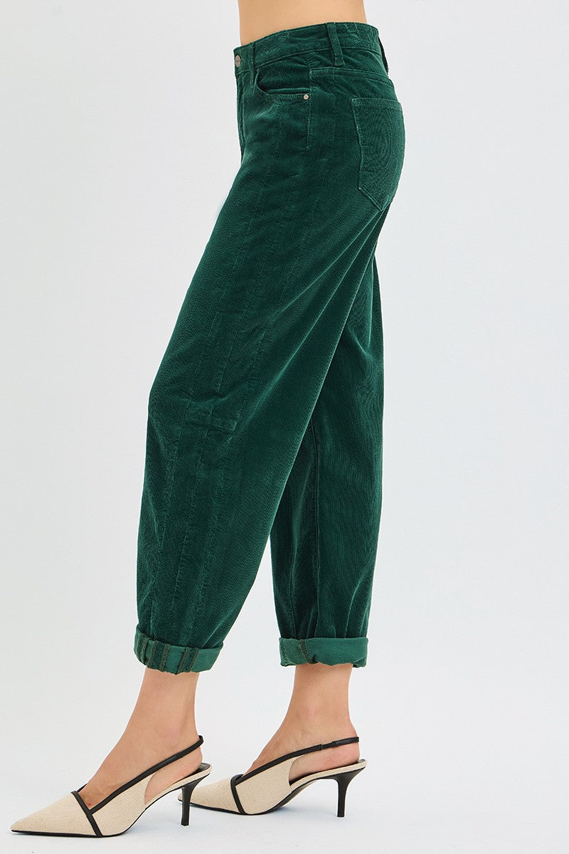 Risen High Rise Crop Barrel Cordurory Pants