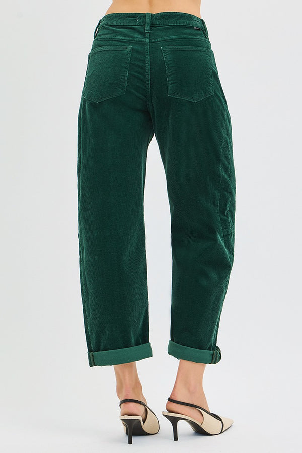 Risen High Rise Crop Barrel Cordurory Pants