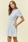 French Terry Puffy Short Sleeve Mini Dress