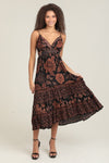 Angie V Neck Printed Maxi Dress - Blush & Cactus