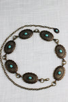 Classic Turquoise Western Belt - Vintage Chain - Blush & Cactus