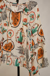 Blue B Western Print Peasant Blouse