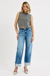 Risen Slouchy Crop Barrel Cuffed Jeans