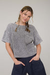 Blu Pepper Washed Ribbed Short Sleeve Tee With Pocket