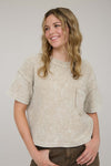 Blu Pepper Washed Ribbed Short Sleeve Tee With Pocket