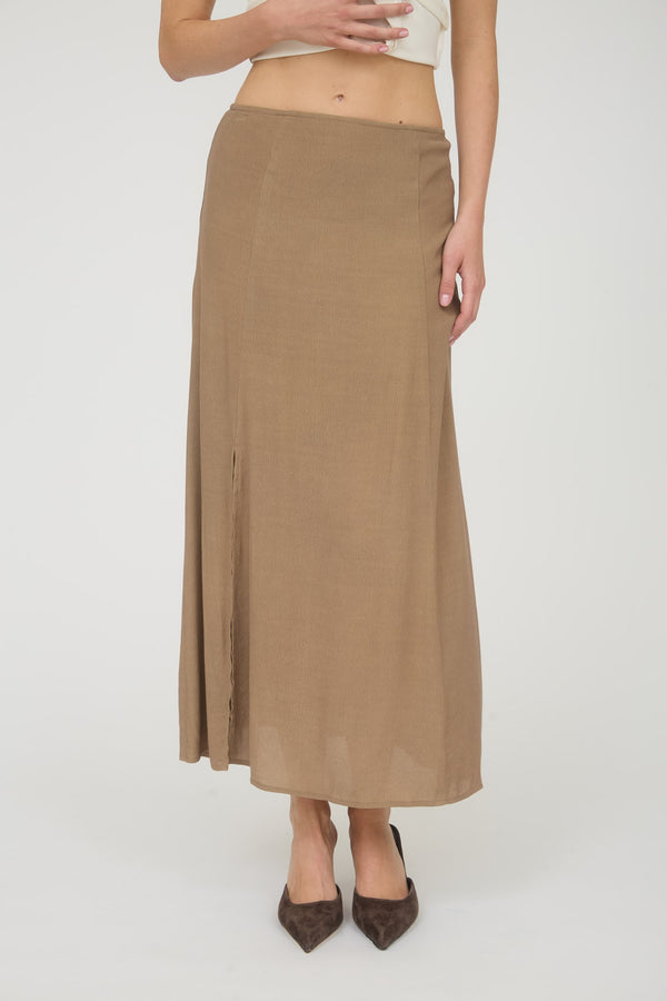 Blu Pepper Side Slit Lightweight Midi Skirt