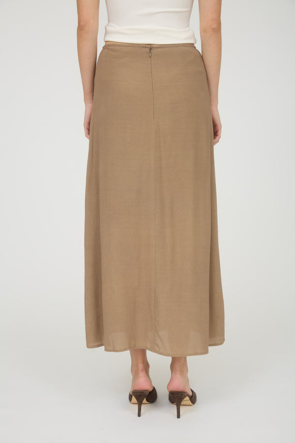 Blu Pepper Side Slit Lightweight Midi Skirt