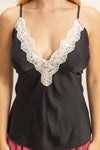 Elegant Lace Trimmed V - neck Satin Camisole Top - Blush & Cactus