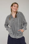 Blu Pepper Washed Hooded Henley Knit Sweater - Blush & Cactus