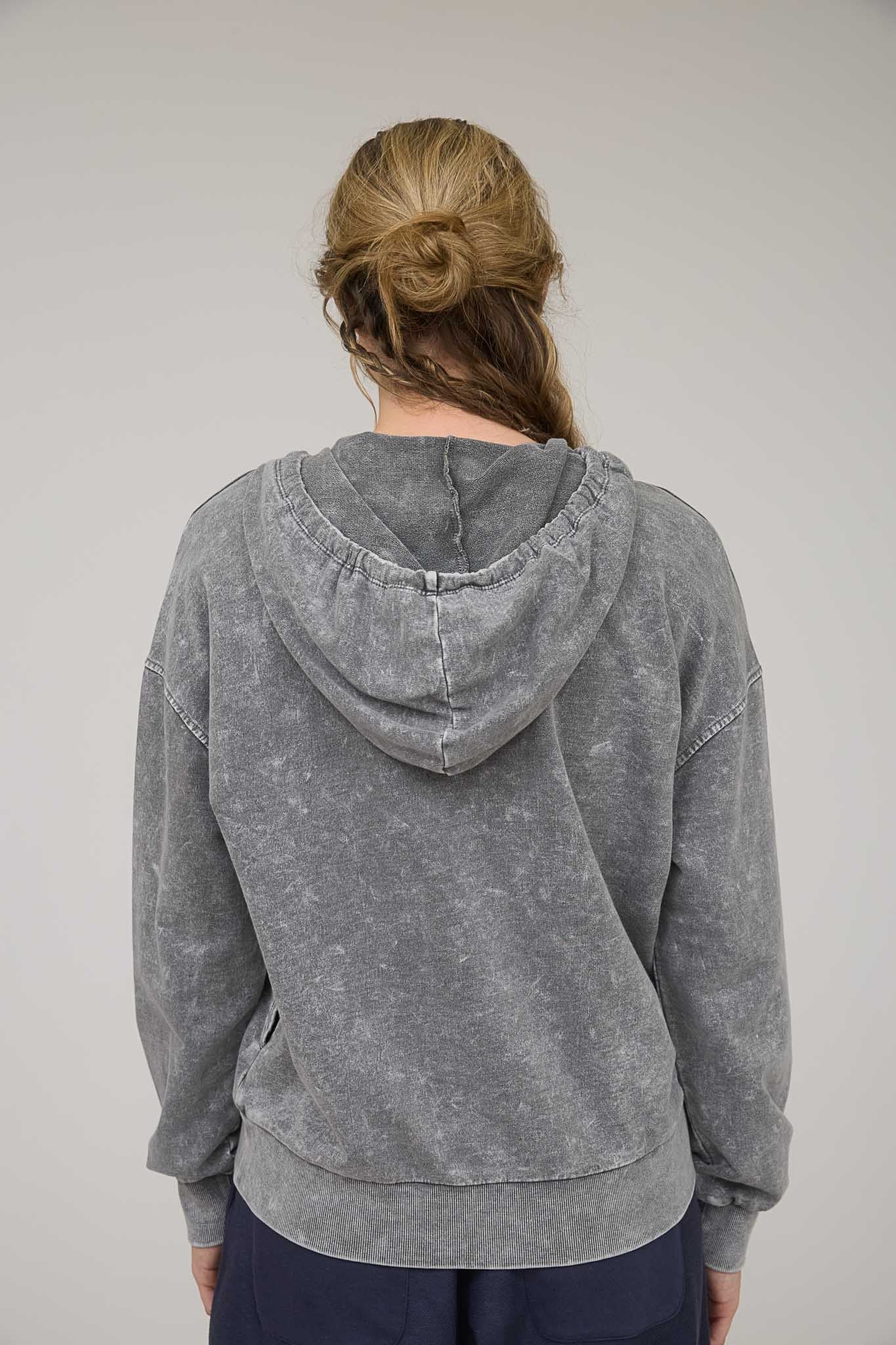 Blu Pepper Washed Hooded Henley Knit Sweater - Blush & Cactus