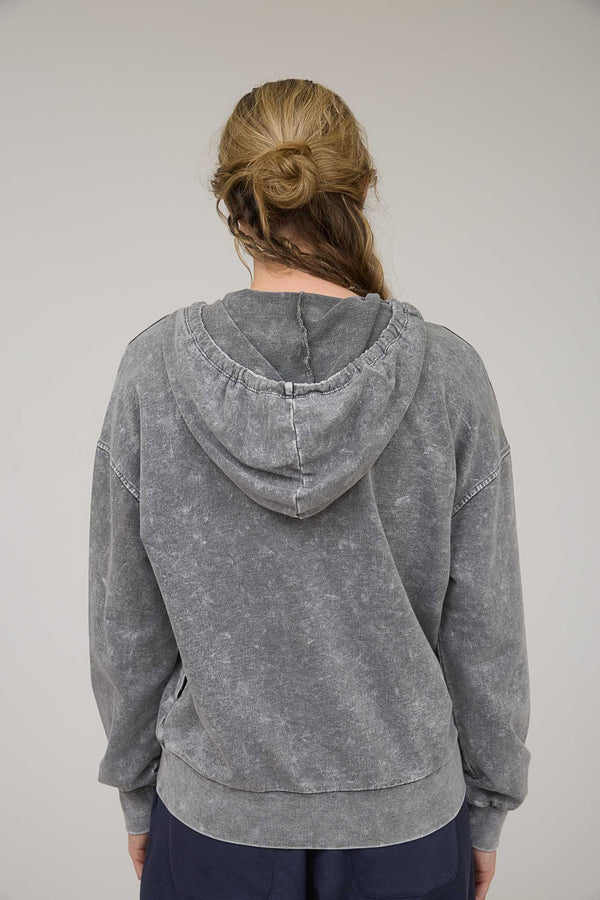 Blu Pepper Washed Hooded Henley Knit Sweater - Blush & Cactus