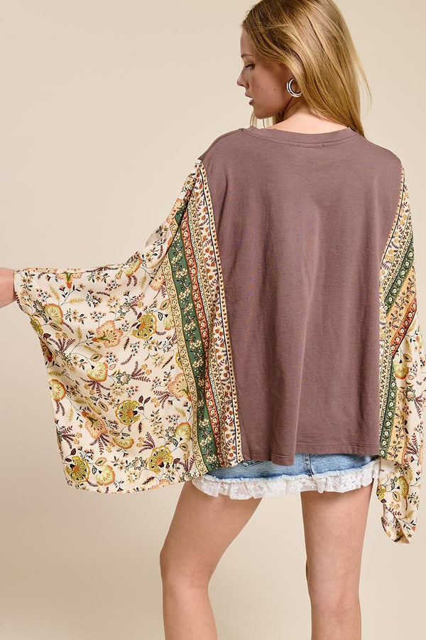Zutter Floral Longhorn Western Graphic Kantha Top