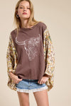 Zutter Floral Longhorn Western Graphic Kantha Top
