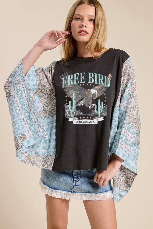 Zutter Free Bird America Vintage Graphic Kantha Top