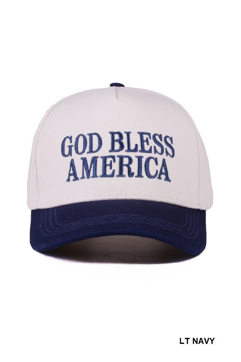 God Bless America Two - tone Canvas Cotton Cap - Blush & Cactus