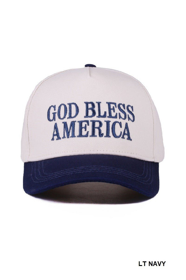 God Bless America Two - tone Canvas Cotton Cap - Blush & Cactus