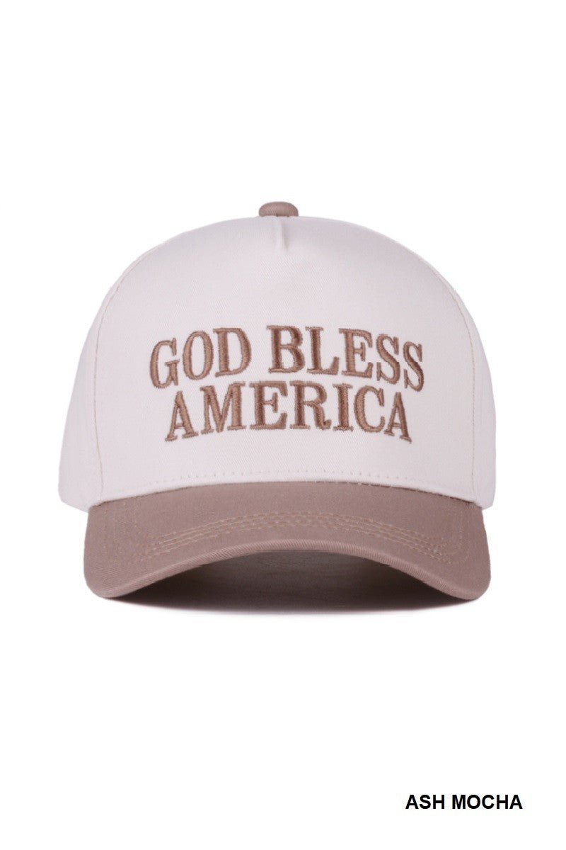 God Bless America Two - tone Canvas Cotton Cap - Blush & Cactus