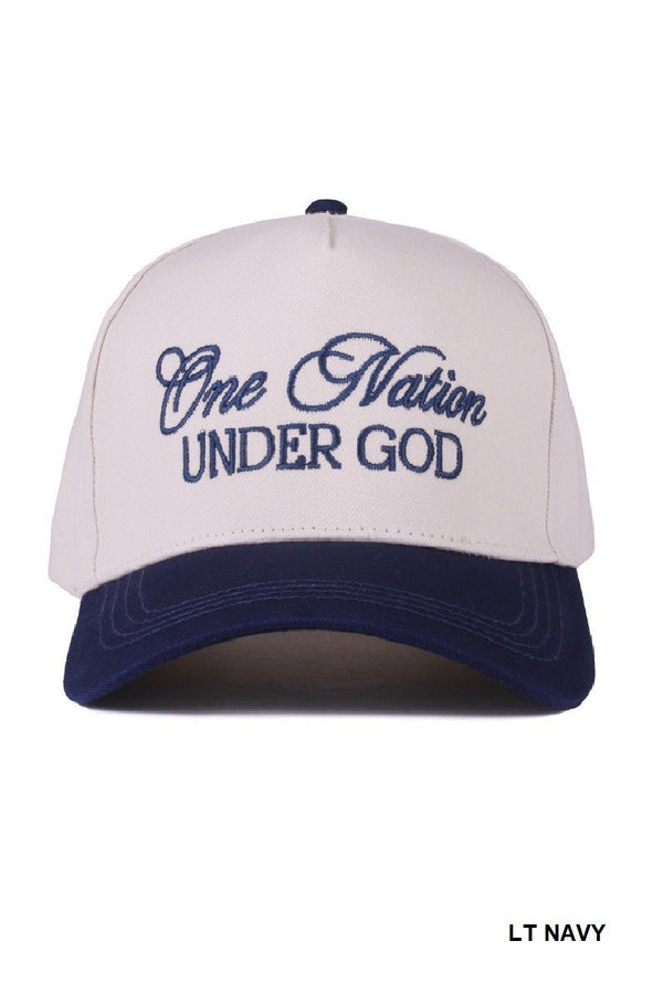 One Nation Under God Two - tone Canvas Cotton Cap - Blush & Cactus