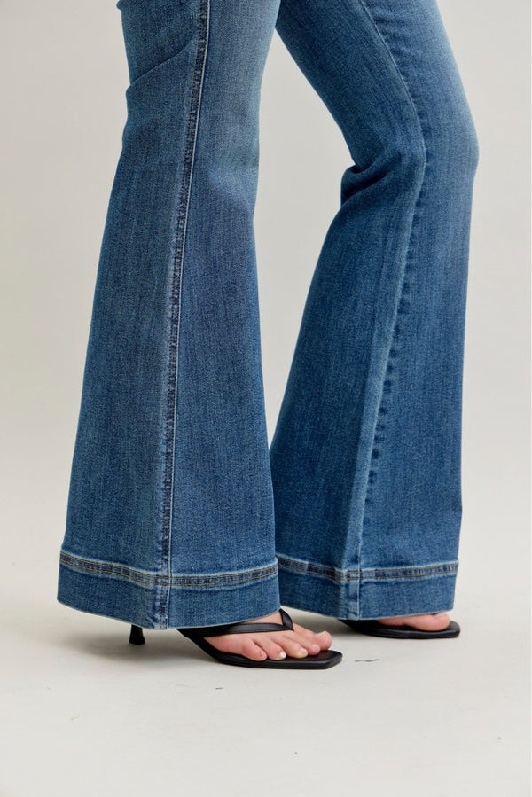 Judy Blue Hw Flare Tummy Control Double Button Wb