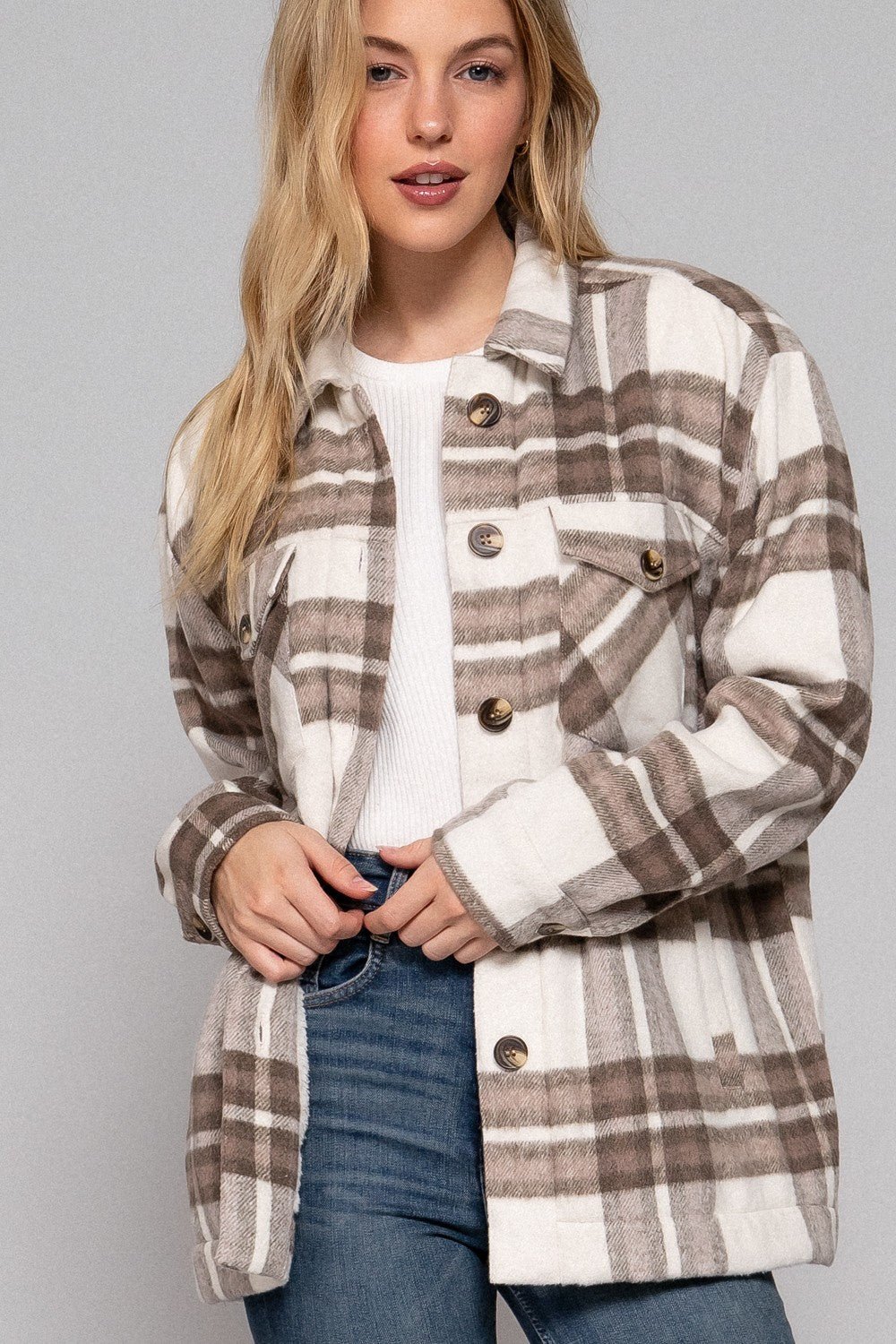 Oh So Cozy Plaid Faux Fur - Blush & Cactus