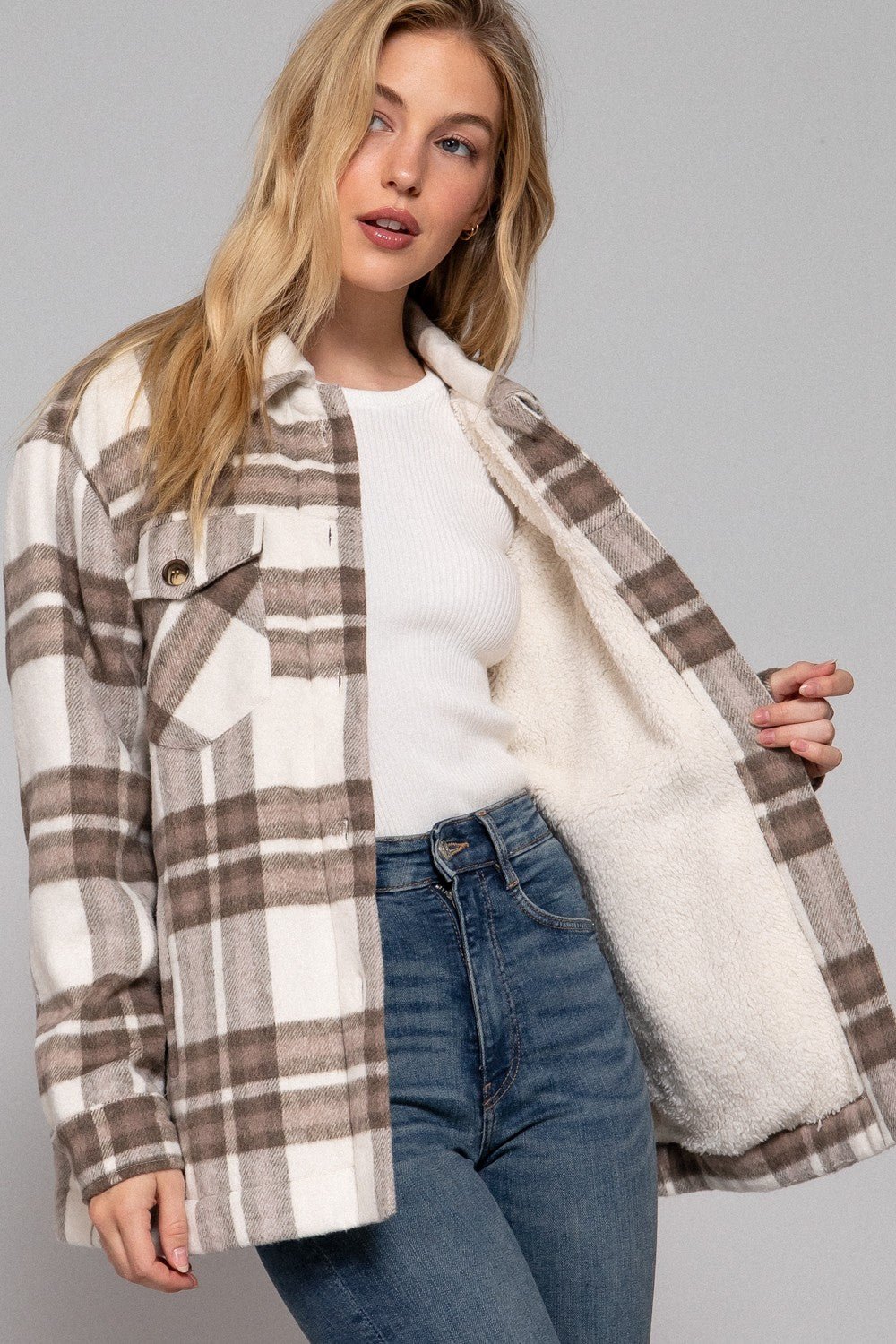 Oh So Cozy Plaid Faux Fur - Blush & Cactus