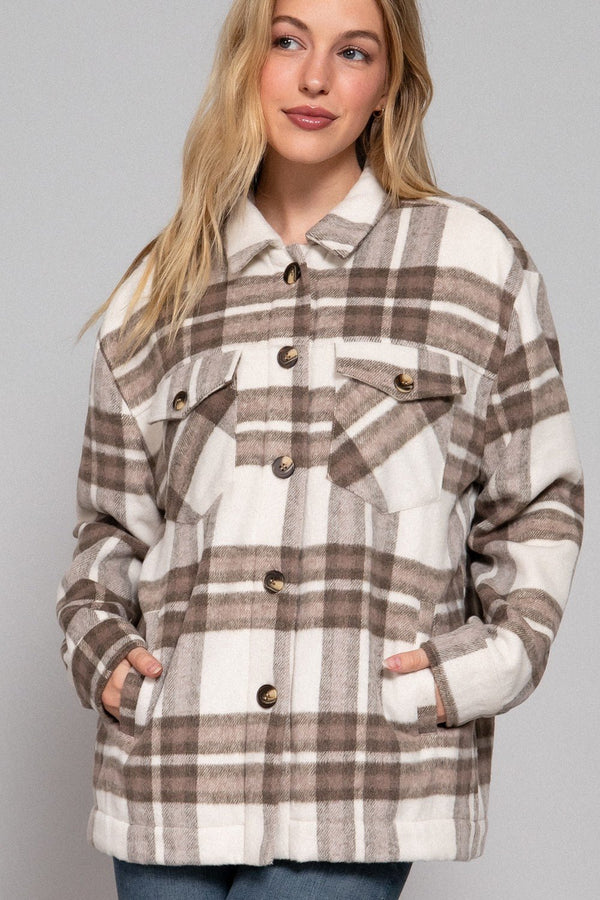 Oh So Cozy Plaid Faux Fur - Blush & Cactus