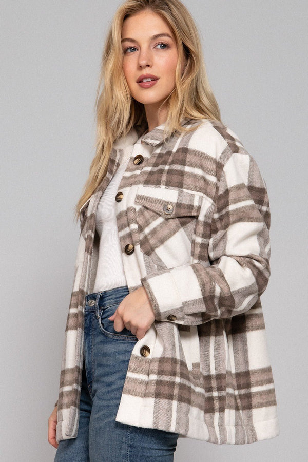 Oh So Cozy Plaid Faux Fur - Blush & Cactus