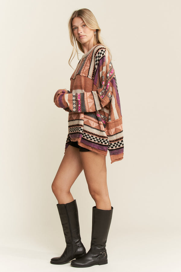 Jade by Jane Eclectic Stripe Long Sleeve Sweater