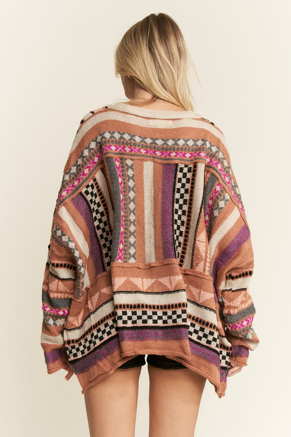 Jade by Jane Eclectic Stripe Long Sleeve Sweater
