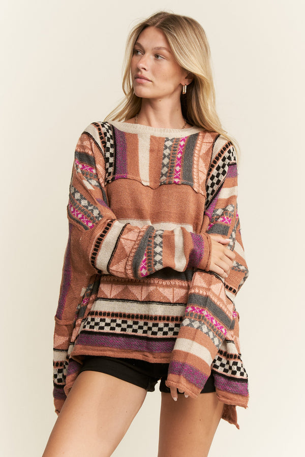 Jade by Jane Eclectic Stripe Long Sleeve Sweater