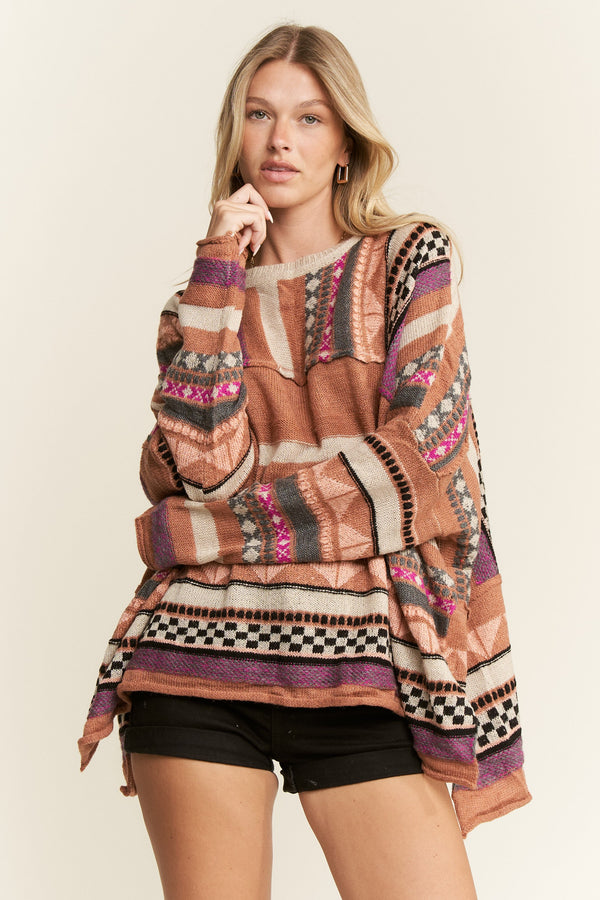 Jade by Jane Eclectic Stripe Long Sleeve Sweater