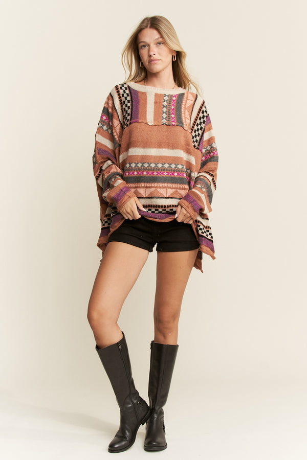 Jade by Jane Eclectic Stripe Long Sleeve Sweater