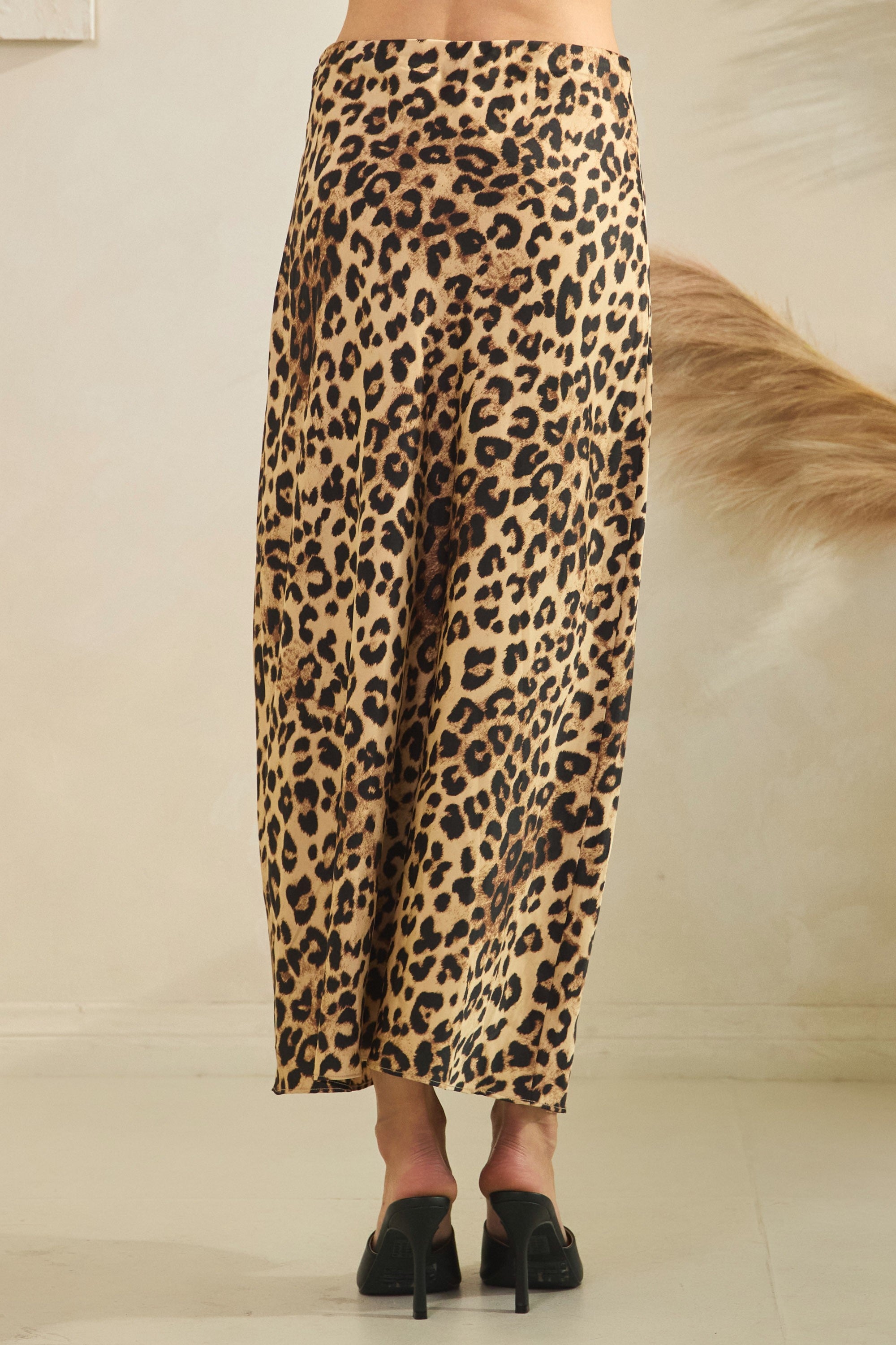 Leopard Satin Skirt