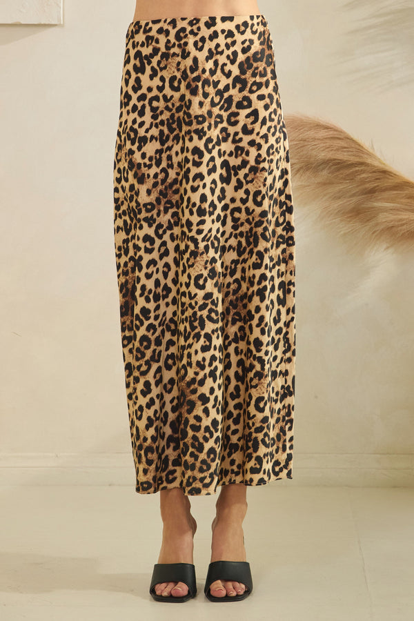 Leopard Satin Skirt