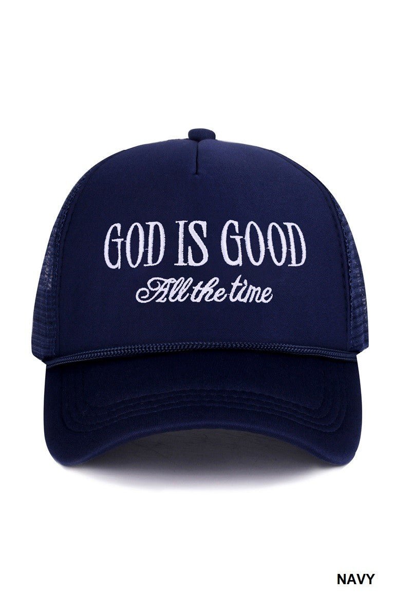 God Is Good All The Time Mesh Trucker Cap - Blush & Cactus