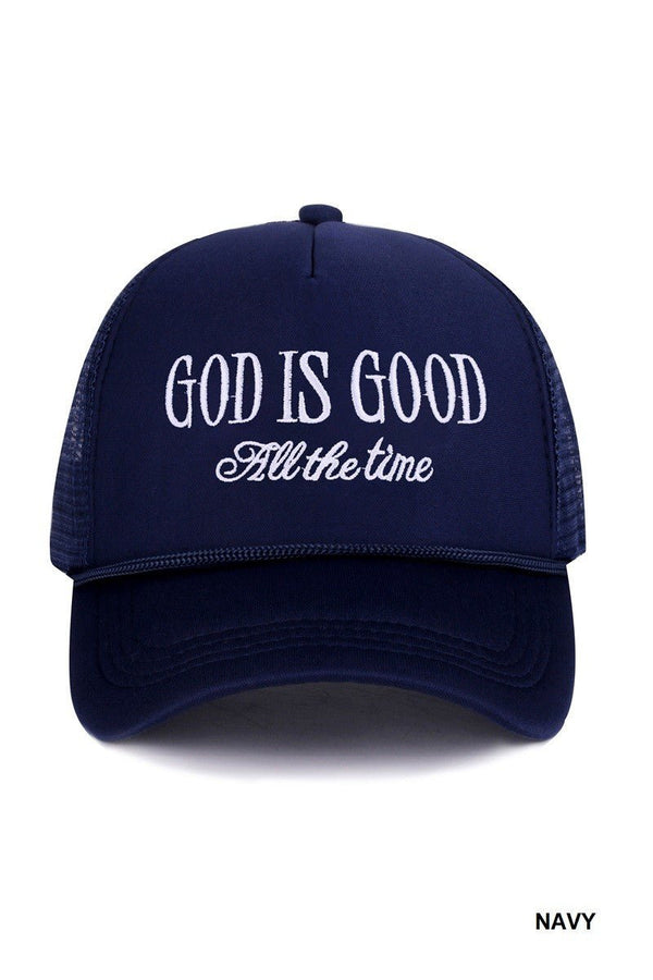 God Is Good All The Time Mesh Trucker Cap - Blush & Cactus