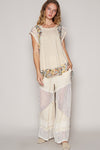 POL Floral crochet contrast round neck sleeveless top