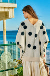 Oversized Polka - dot Pullover Sweater Cardigan - Blush & Cactus