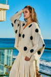 Oversized Polka - dot Pullover Sweater Cardigan - Blush & Cactus